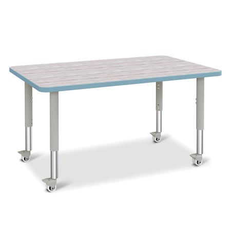 Jonti-Craft Berries Rectangle Activity Table, 30 in. x 48 in., Mobile, Driftwood Gray/Coastal Blue/Gray 6473JCM452